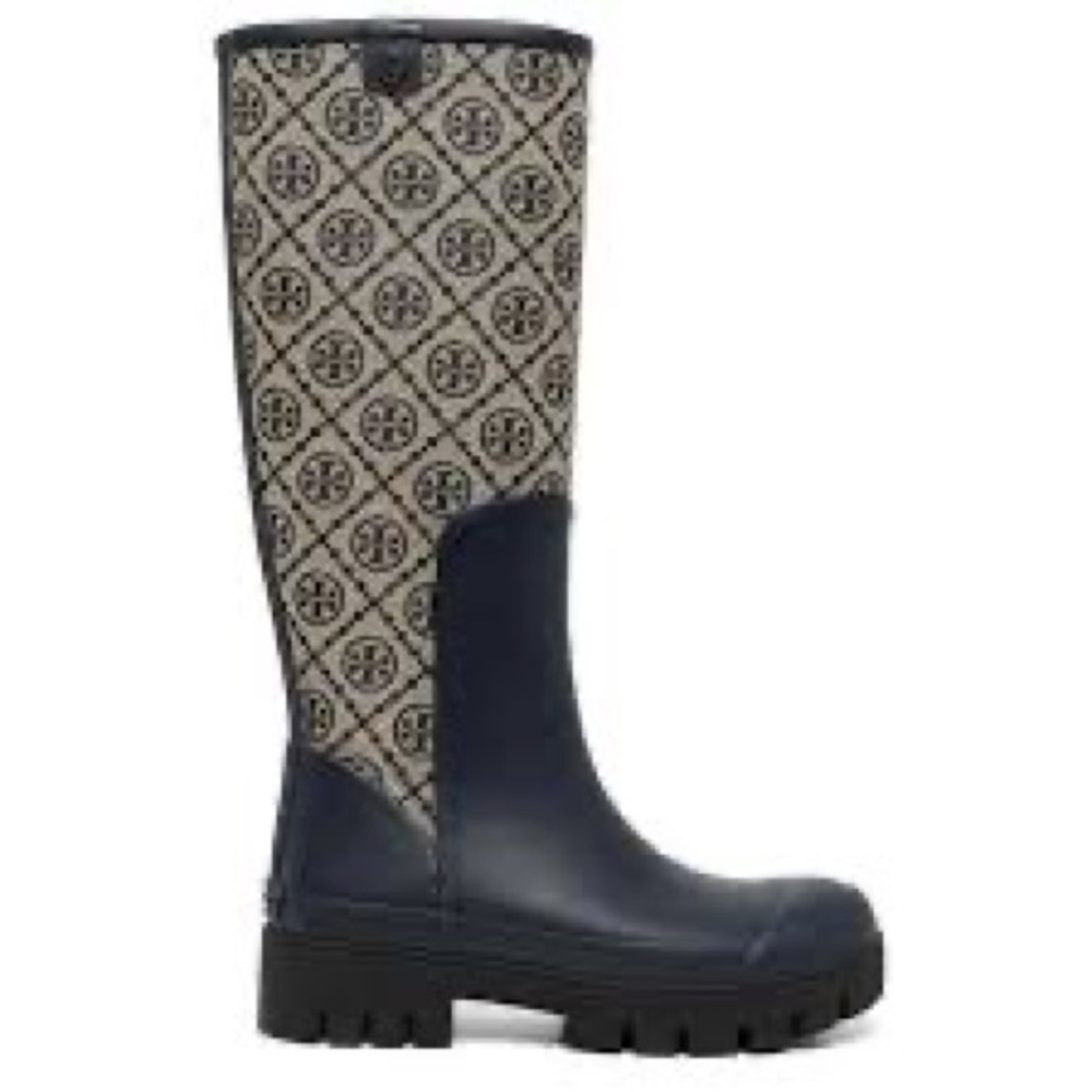 Tory Burch T Monogram Hurricane boots Perfect Navy size 11